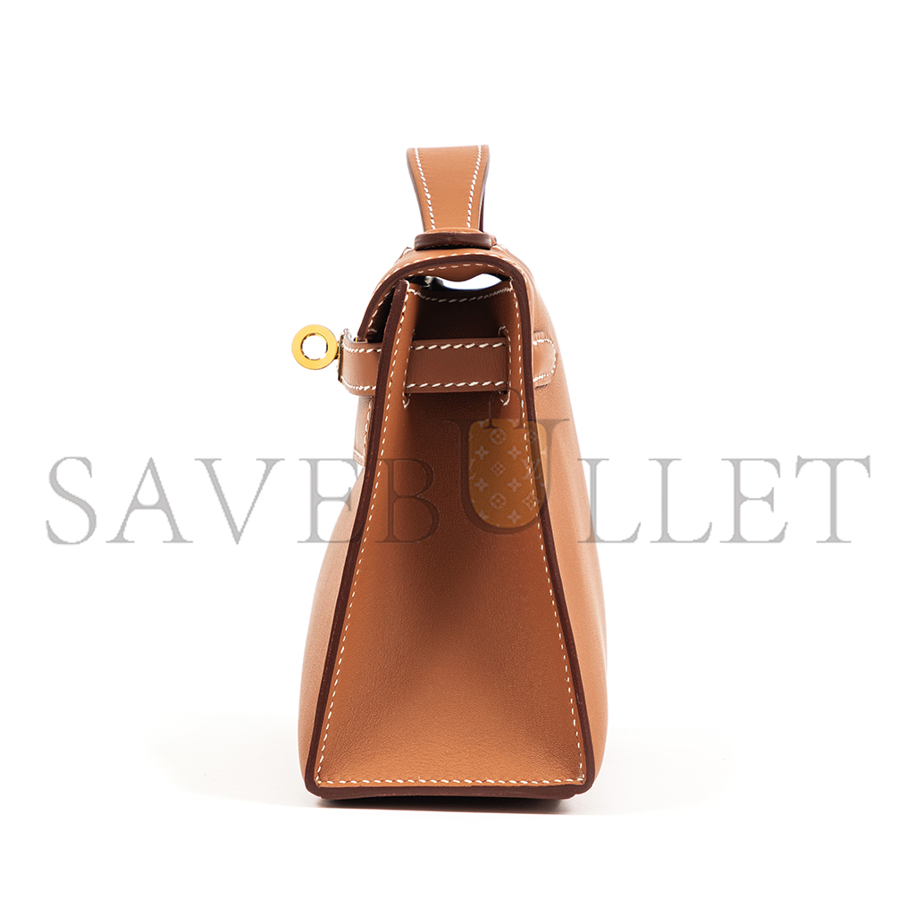 HERMÈS GOLD SWIFT KELLY POCHETTE GOLD HARDWARE (22*14*7cm)